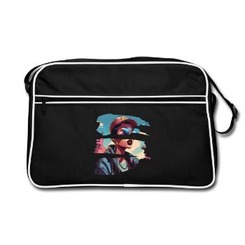 girl girlie wild punk freestyle love peace style - Retro Tasche - Schwarz/Weiß - Vorne
