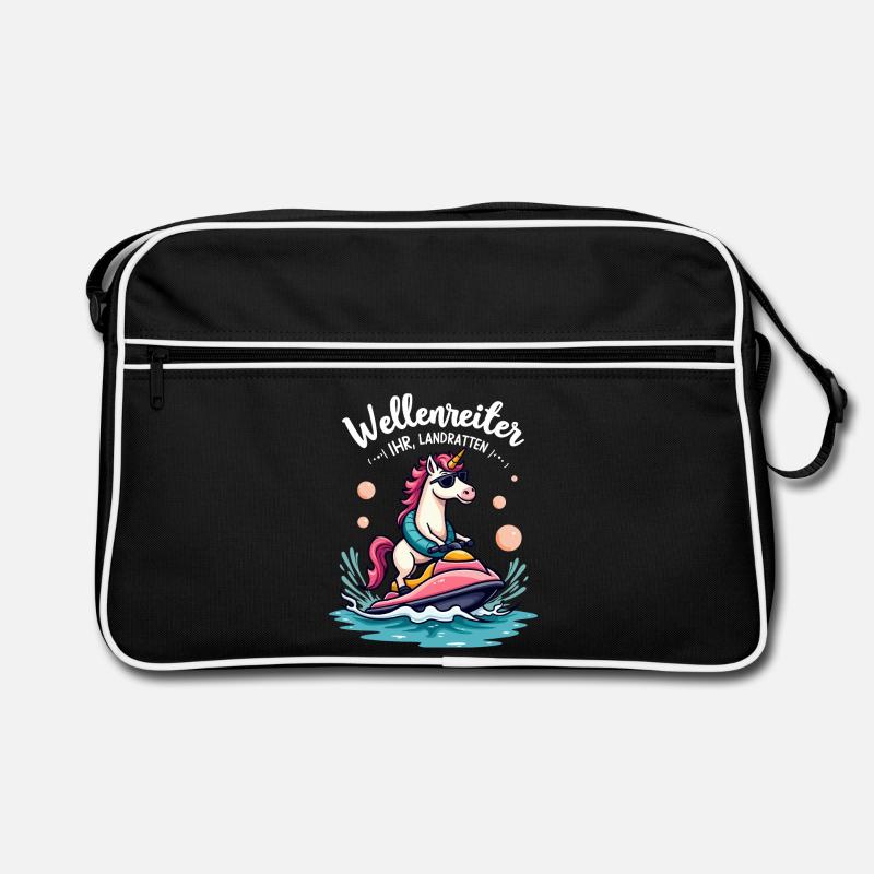 Pinker Einhorn Wellenreiter Retro Tasche