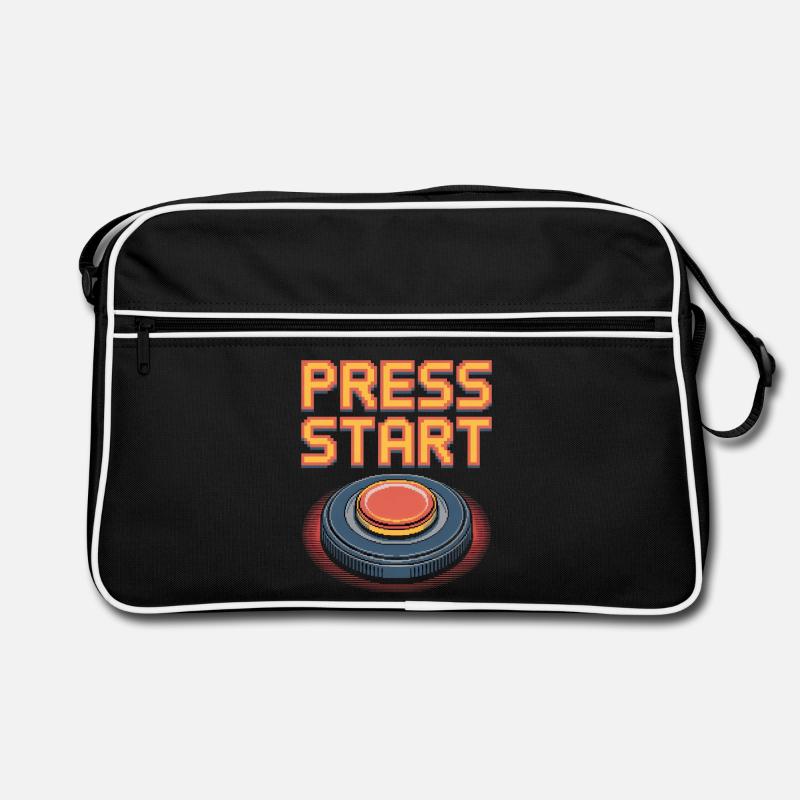 Press Start Retro Gaming Pixel Arcade Button Retro Tasche