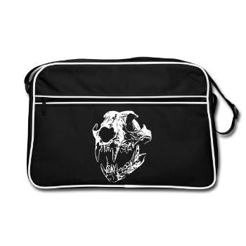 Crâne de Smilodon avec des dents acérées - Sac Retro - noir/blanc - Devant