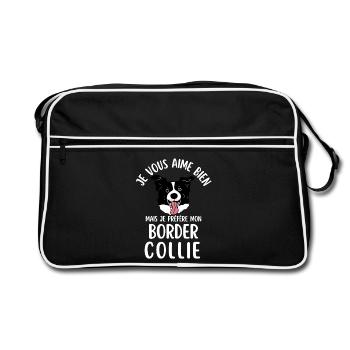 Border Collie Amour Humour - Sac Retro - noir/blanc - Devant