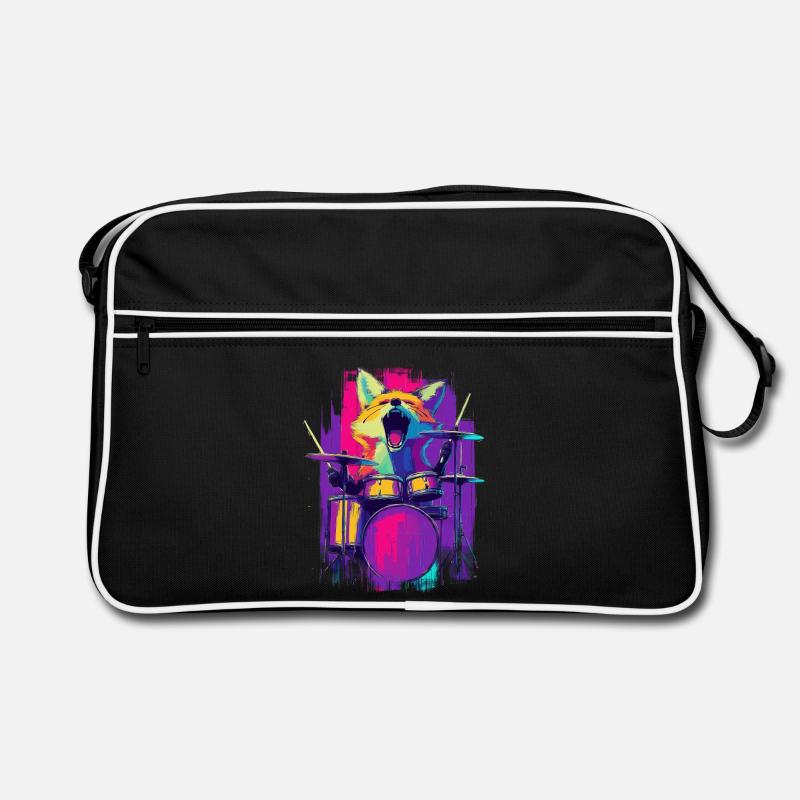 Wild Fox on Drums - Rock Drummer Gift Retro Bag