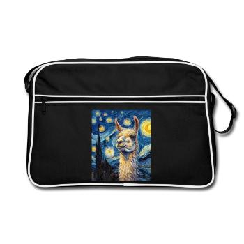 Lama Van Gogh Style - Retro Bag - black/white - Front