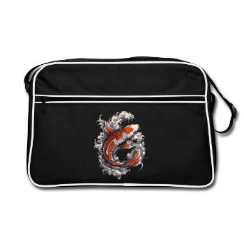 Koi in the Rush of the Waves - Retro Bag - black/white - Front