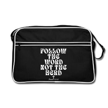Suivez le Mot Pas le Troupeau Chrétien - Sac Retro - noir/blanc - Devant