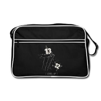 Level 13 Unlocked | 13 Year Anniversary Gift - Retro Bag - black/white - Front