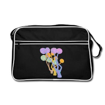 Hip, crazy & unverwechselbar coole bunte Malerei - Retro Tasche - Schwarz/Weiß - Vorne