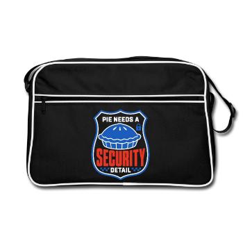 Kuchenhumor – Pie Needs a Security Detail - Retro Tasche - Schwarz/Weiß - Vorne