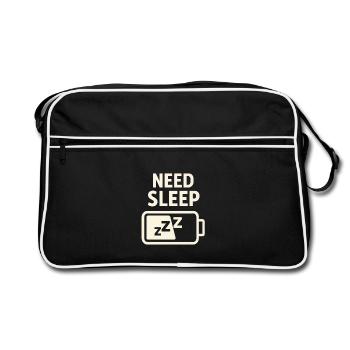 Need Sleep – Akku leer, Schlaf her! - Retro Tasche - Schwarz/Weiß - Vorne