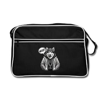 Wolfhound Streetwear Pullover Hoodie - Retro Bag - black/white - Front