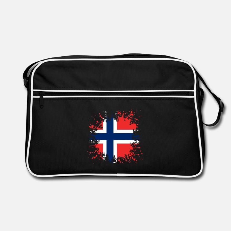 Norway Norge Norway Flag Splash - Retro Bag - black/white