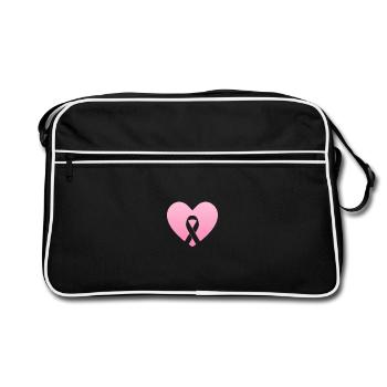 Pink Heart with Bow of Conscience - Retro Bag - black/white - Front