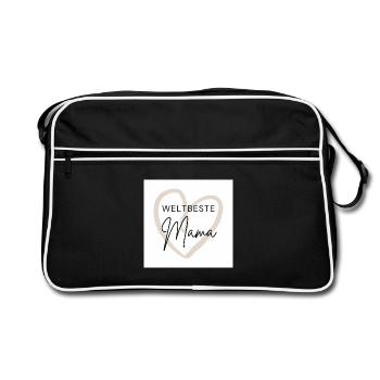 Weltbeste Mama - Retro Tasche - Schwarz/Weiß - Vorne