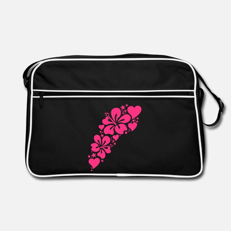 hibiscus floral pattern heart Retro Bag