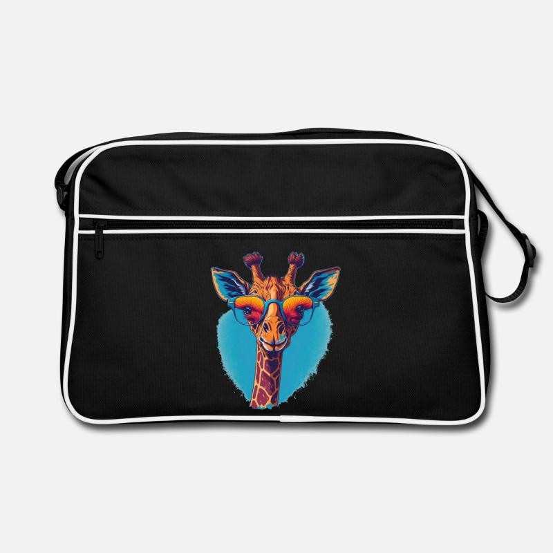 Giraffe mit Durchblick Retro Tasche