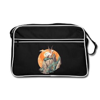 Gartenfreund Ziege auf Bergspitze - Retro Tasche - Schwarz/Weiß - Vorne