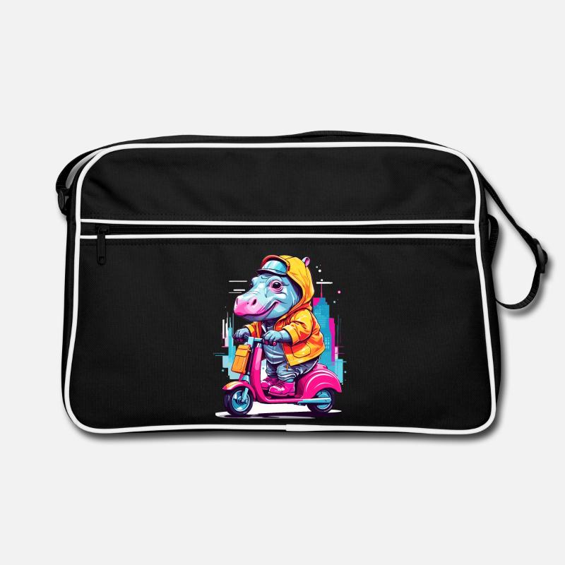 Nilpferd auf Roller Retro Tasche