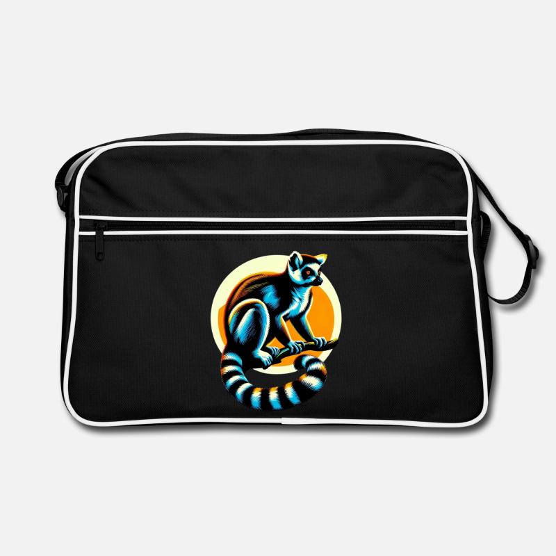 Lemur - Retro Tasche - Schwarz/Weiß