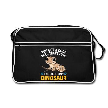 Lustige winzige Dinosaurier-Eidechse - Retro Tasche - Schwarz/Weiß - Vorne
