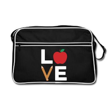 Ich liebe Apple Pencil Typografie - Retro Tasche - Schwarz/Weiß - Vorne