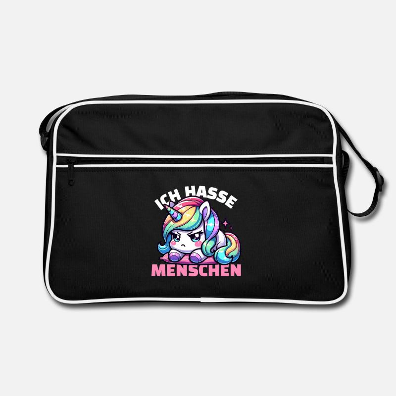 Grumpy unicorn is annoyed by people Retro Bag
