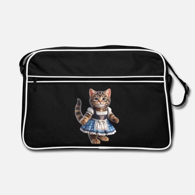 Süße kleine Katze im Dirndl Retro Tasche