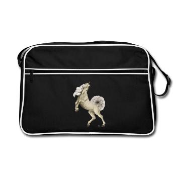 Licorne avec queue et crinière en pissenlit - Sac Retro - noir/blanc - Devant