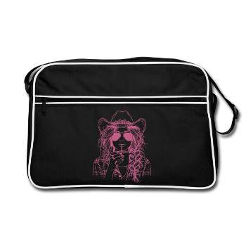 Sippin' in Style – Cool Cow Girl with Drink - Retro Bag - black/white - Front