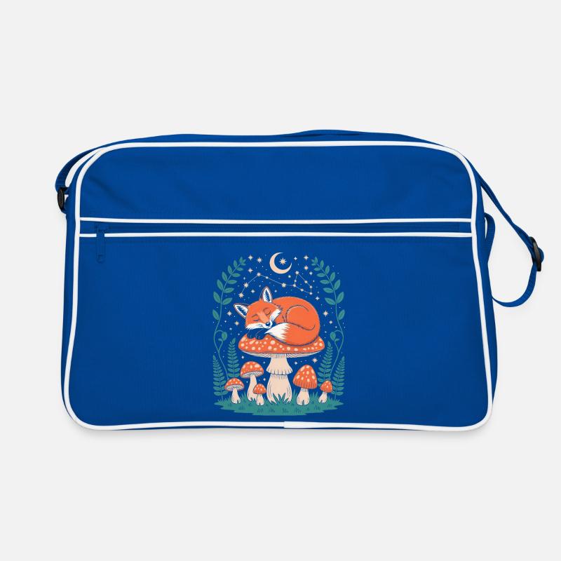 Sleeping Fox on Mushroom Under Starry Sky Retro Bag