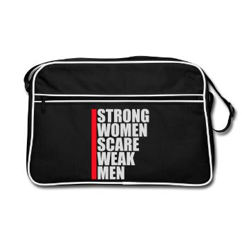 Strong Women Scare Weak Men Selbstbewusst Feminist - Retro Tasche - Schwarz/Weiß - Vorne