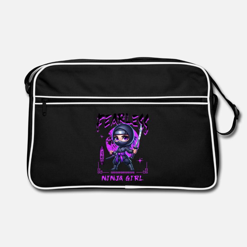 Ninja Mädchen Chibi mit Katana Retro Tasche