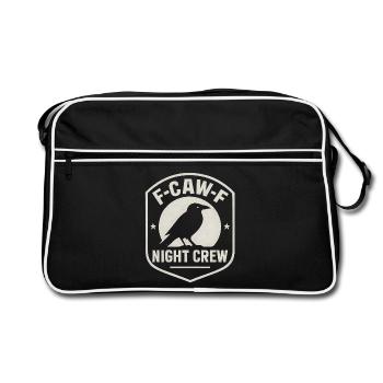 F-Caw-F Équipe de Nuit Corbeau Corbeau Humour de Nuit - Sac Retro - noir/blanc - Devant