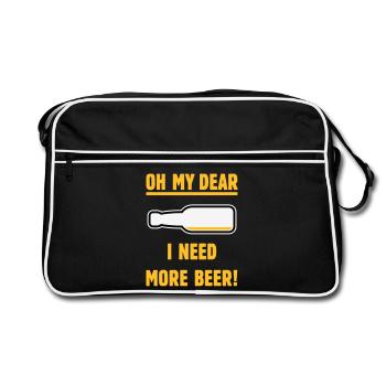 Oh My Dear – I Need More Beer! (Bier / NEG 3C) - Retro Tasche - Schwarz/Weiß - Vorne