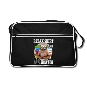 Relax Faultier Geburtstag 70 Jahre Sloth Lustig - Retro Tasche - Schwarz/Weiß - Vorne