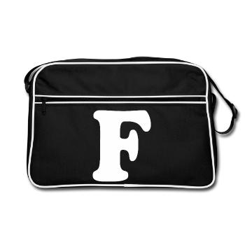 Grande impression en F | Lettre F | F Logo - Sac Retro - noir/blanc - Devant