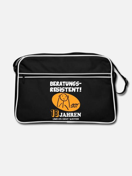 Comic Geburtstag 18 Jahre Happy Birthday - Retro Tasche - Schwarz/Weiß - Vorne