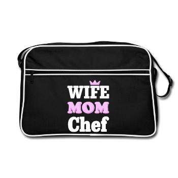 Wife Mom Chef - Design statement pour les mamans - Sac Retro - noir/blanc - Devant
