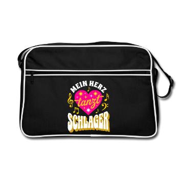 Schlagerherz im Tanzfieber - Retro Tasche - Schwarz/Weiß - Vorne