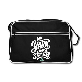 Handarbeit – My Yarn Has a Strategy - Retro Tasche - Schwarz/Weiß - Vorne