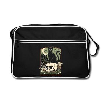 Halloween Katze - Retro Tasche - Schwarz/Weiß - Vorne