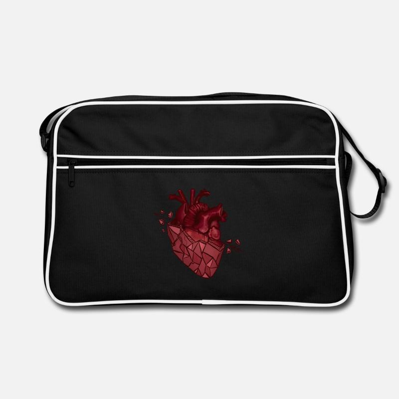 steinernes Herz - Retro Tasche - Schwarz/Weiß