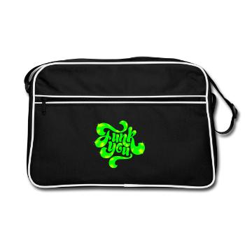 Green Neon Punk Text Design - Retro Bag - black/white - Front
