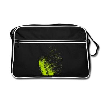 Plume abstraite / ligne / vert / motif - Sac Retro - noir/blanc - Devant