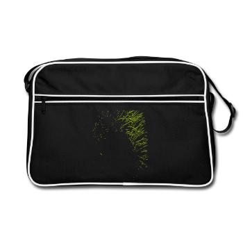 Dessin abstrait / ligne / vert / motif / nature - Sac Retro - noir/blanc - Devant