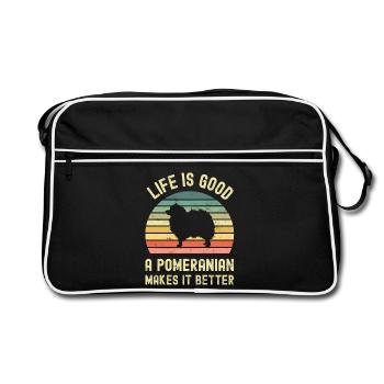 Chien Poméranien - Sac Retro - noir/blanc - Devant