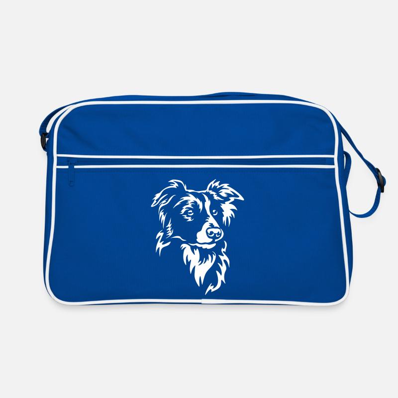 Border Collie Kopf "Black Edition" Retro Tasche