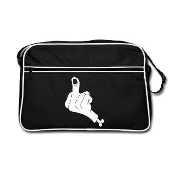 Severed hand and vulgarity (white) - Retro Bag - black/white - Front