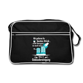 Glas & Gebäudereinigung - Retro Tasche - Schwarz/Weiß - Vorne