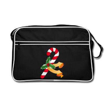 Canne de bonbon et houx pour la saison de Noël - Sac Retro - noir/blanc - Devant