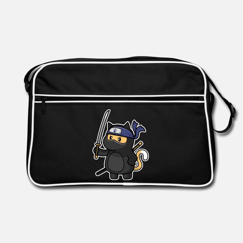 Humor Süße Katze Kawaii Chibi als Ninja Katze Retro Tasche